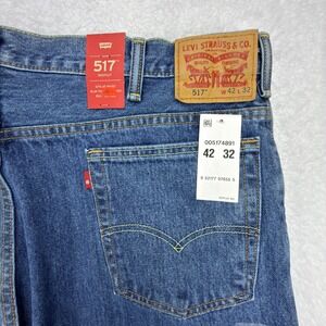 Levis 517 Boot Cut Denim Jeans Mens 42x32 Blue NWT